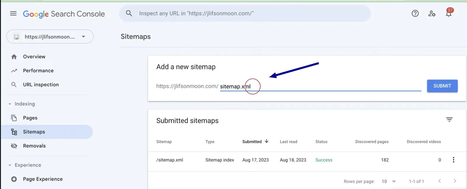 In the “Add a new sitemap” box